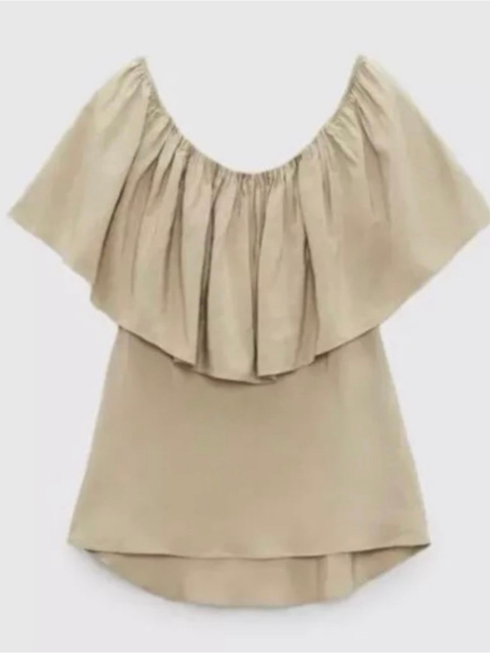 Zara Women Taupe Off The Shoulder Top, size S